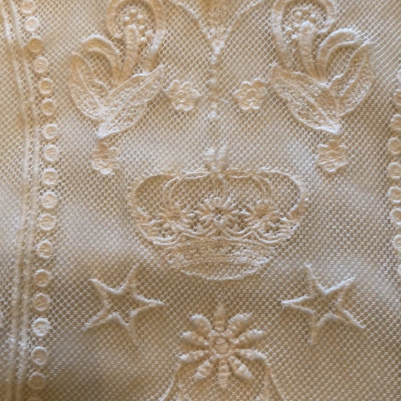 Juicy Couture Lace Dress Vintage Fully Embroidered Ivory Cream Crowns Sz 8 - Picture 8 of 12